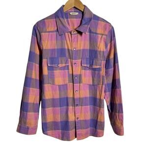 Spell And The Gypsy Flannel Top Women XL Pink Purple Western Pearl Snap Boho Top